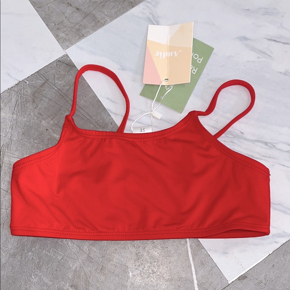 NEW Andie kids cherry red bikini swim top sz 5T
